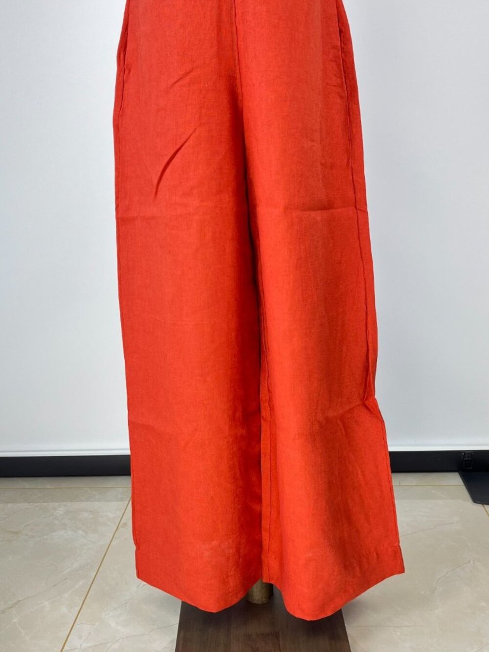 NWT Farm Rio Red 3D Petals Bodice Euroflax Premium Linen Jumpsuit XXS Wide-Leg - Picture 4 of 10